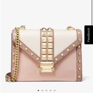 Michael Kors Whitney Large Studded Tri-Color Leather Convertible Shoulder Bag